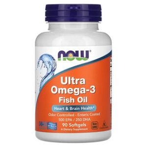 Ultra Omega-3 NOW - שמן דגים אומגה 3 90 כמוסות רכות