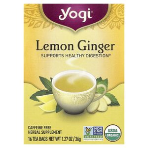 Yogi Tea לימון ג'ינג'ר - תה צמחים ללא קפאין - 16 שקיקים