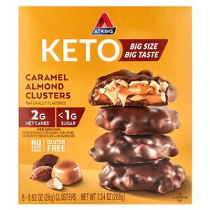 אטקינס קרמל שקדים - חטיפי 8 יחידות - טעים ובריא