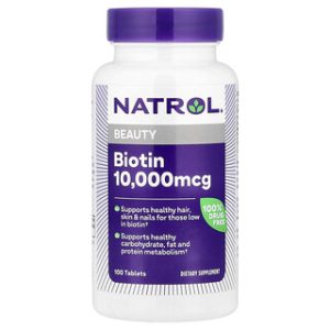 ביוטין Natrol 100 טבליות - לחיזוק שיער וציפורניים