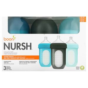 בקבוקי סיליקון לתינוק Nursh - 3x8oz (3m+)
