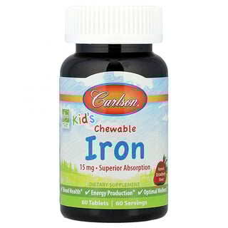 ברזל לילדים טבעי בטעם תות- 60 טבליות - Carlson