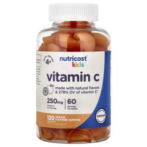גומי ויטמין C לילדים Nutricost - 120 יח' בטעם תפוז