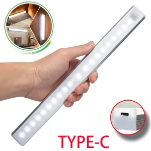גוף תאורה LED אלחוטי - חיישן תנועה נטען Type-C