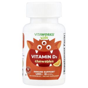 ויטה-וורקס ילדים D3 - תוסף לעיסה בטעם תפוז - 120 יח'