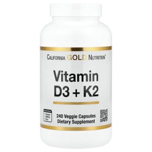 ויטמין D3 + K2 , California Gold Nutrition - 240 כמוסות