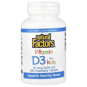 ויטמין D3 לילדים Natural Factors- תות 100 טבליות