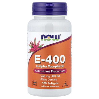 ויטמין E 400 IU - NOW Foods - 100 כמוסות רכות