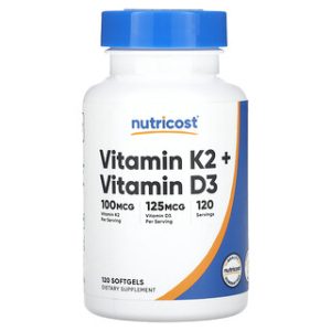 ויטמין K2 D3 Nutricost - 120 כמוסות רכות לבריאות טובה