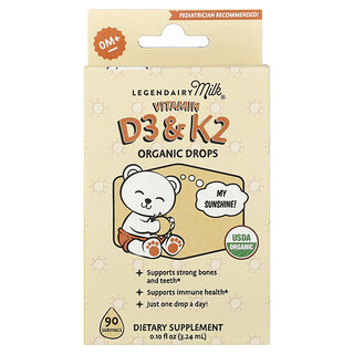טיפות אורגניות ויטמין D3 & K2 לתינוקות - Legendairy Milk