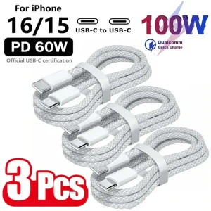כבל טעינה USB C - USB C , 100W , טעינה מהירה