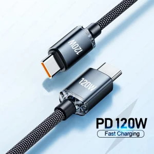 כבל טעינה USB C - USB C , טעינה מהירה 120W PD 6A