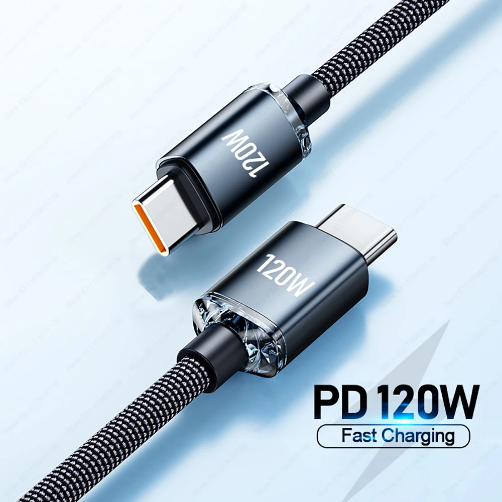 כבל טעינה USB C - USB C , טעינה מהירה 120W PD 6A