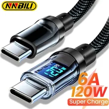 כבל טעינה מהיר 120W - תצוגת LED - ללא Xiaomi