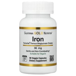 כדורי ברזל Ferrochel® - California Gold Nutrition - 90 כמוסות