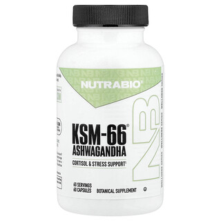 כמוסות אשווגנדה KSM-66 NutraBio - 60 כמוסות