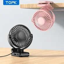 מאוורר קליפס נייד TOPK Mini - USB שקט וסובב
