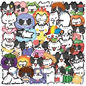 מדבקות חתולים צבעוניות 54 יח'- עמידות למים לכל מקום