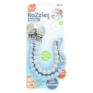 מחזיקי מוצץ RaZbaby כחול-אפור - 2 יחידות - 0m+