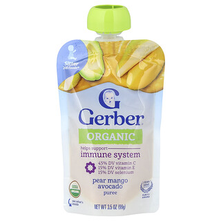 מחית Gerber אורגנית, אגס, מנגו, אבוקדו - 2nd Foods