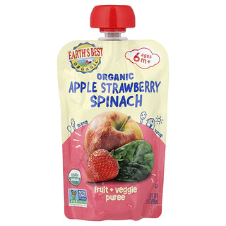 מחית פירות וירקות אורגנית - 6+ חודשים - תפוח-תות-תרד