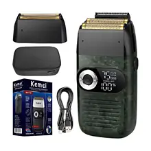 מכונת גילוח חשמלית Kemei 2 ב-1 לגבר - נטענת, LCD