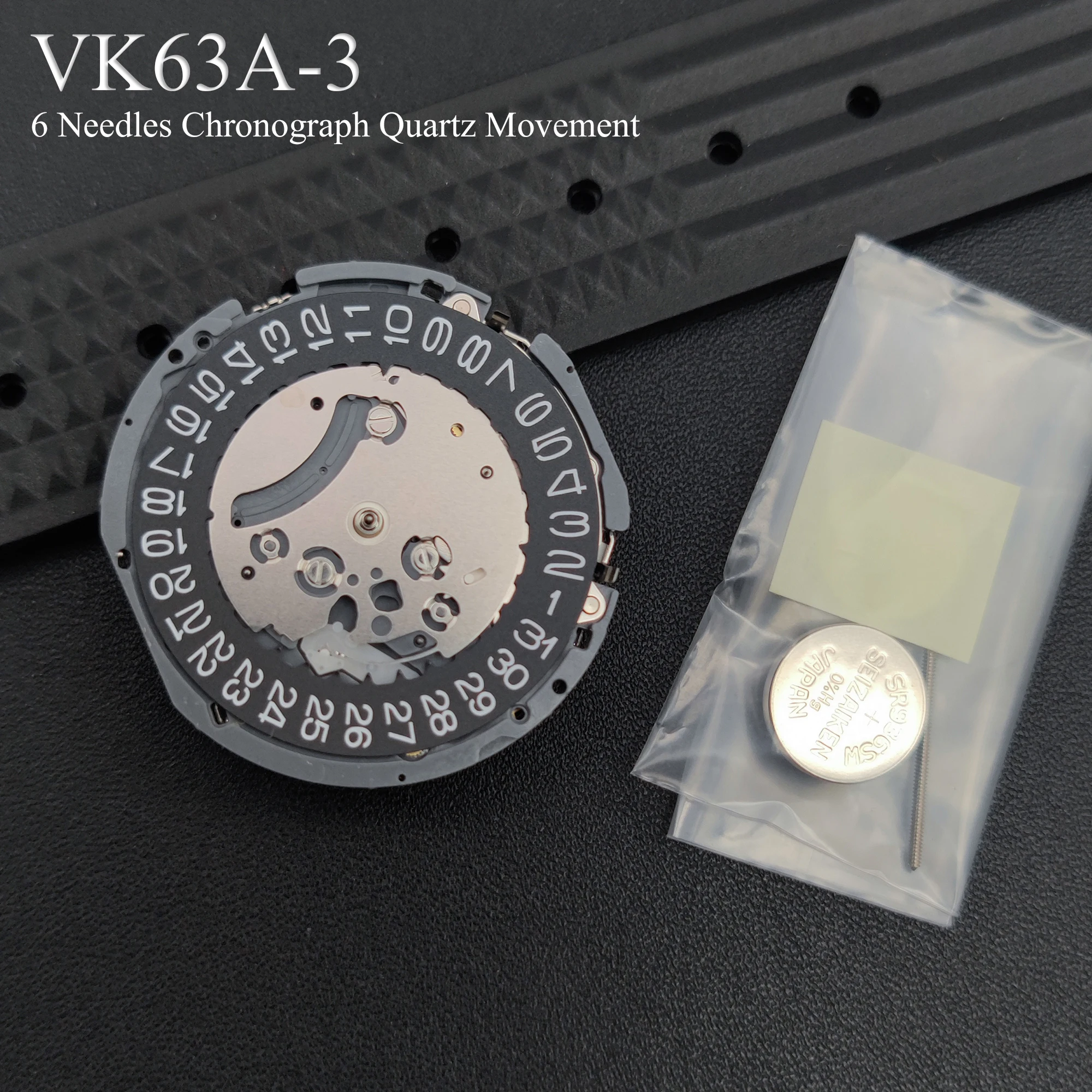 מנגנון קוורץ VK63A מקורי יפן - כרונוגרף שחור