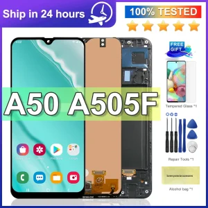 מסך LCD עם מגע לסמסונג A50 - כולל מסגרת