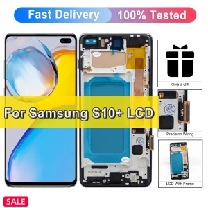 מסך LCD עם מסגרת לסמסונג גלקסי S10 פלוס - החלפה