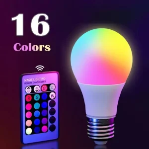 נורת לד צבעונית RGB - E27 220V עם שלט דימר
