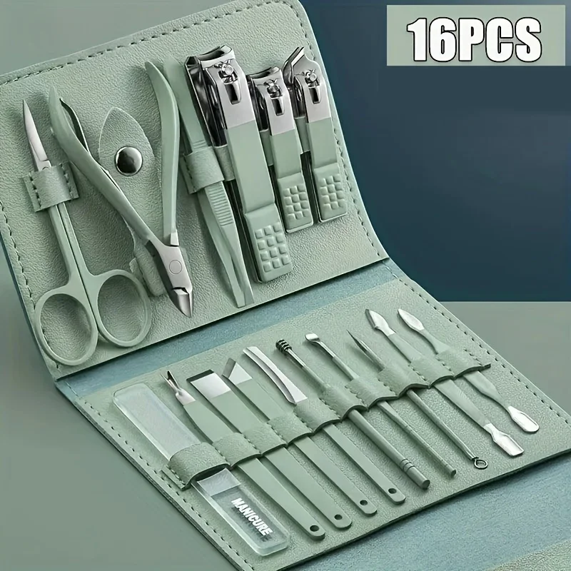 ערכת מניקור פדיקור מקצועית 16 חלקים - נרתיק נייד
