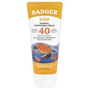קרם הגנה מינרלי לילדים SPF40 - Badger תפוז וניל