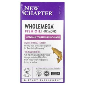 שמן דגים Wholemega לאמהות - 90 כמוסות - New Chapter