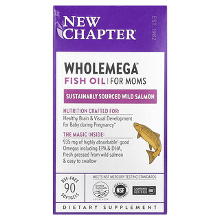 שמן דגים Wholemega לאמהות - 90 כמוסות - New Chapter