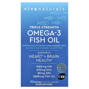 שמן דגים אומגה 3 - Viva Naturals - 2500 מ"ג - 90 כמוסות