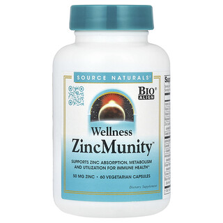 תוסף אבץ ZincMunity - Source Naturals - 60 כמוסות