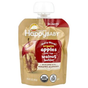 תפוחים אורגניים עם חמאת אגוזים - Happy Baby 6+ חודשים