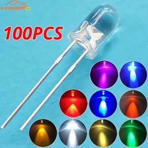 100 נוריות לד 5 מ"מ עגולות - לבן אדום כחול בהיר