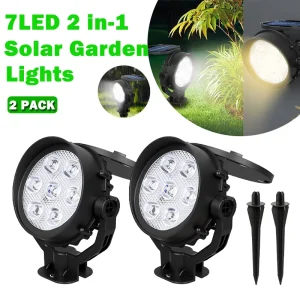 2 נורות סולאריות לגינה - 7 LED - עמידות למים