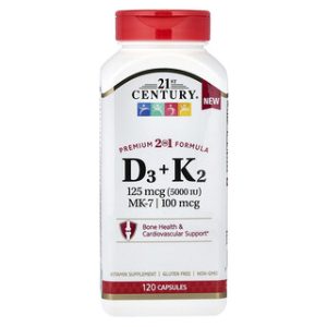 21st Century D3 + K2 - 120 כמוסות - ויטמין D3 חזק