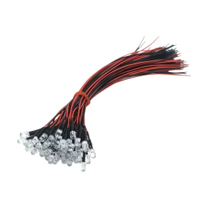 5,10 נורות LED 5 מ"מ עם חוטים - תאורת DIY לבנה חמה,אדומה