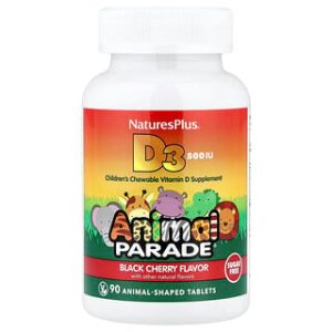 Animal Parade D3- ויטמין D3 בטעם דובדבן- 90 טבליות