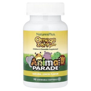 Animal Parade Omega 3-6-9 ג'וניור - 90 טבליות לעיסה בטעם לימון