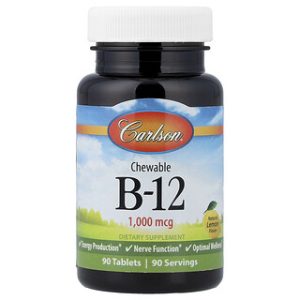 B-12 לעיס בטעם לימון - 90 טבליות - Carlson