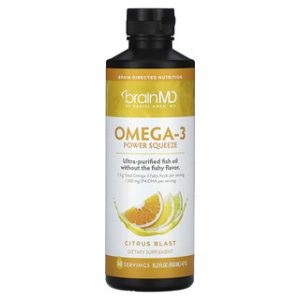 BrainMD Omega-3 Power Squeeze - תוסף טעם הדרים 477 גרם
