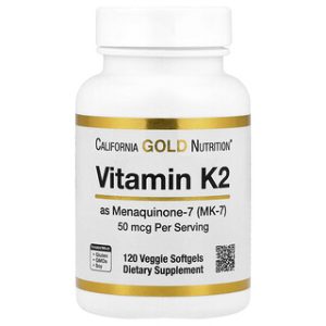 California Gold K2 50mcg - ויטמין K2 (Menaquinone-7) 120 כמוסות