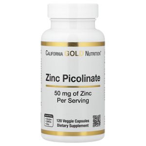 California Gold Nutrition אבץ פיקולינאט 50 מ"ג - 120 כמוסות