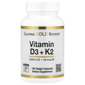 California Gold Nutrition ויטמין D3 K2 - 180 כמוסות
