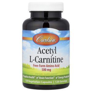 Carlson Acetyl-L-Carnitine 500 מ"ג - 120 כמוסות צמחוניות