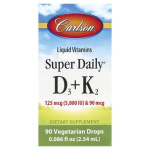 Carlson D3 + K2, ויטמין D3 ו-K2 במינון גבוה - 2.54 מ"ל